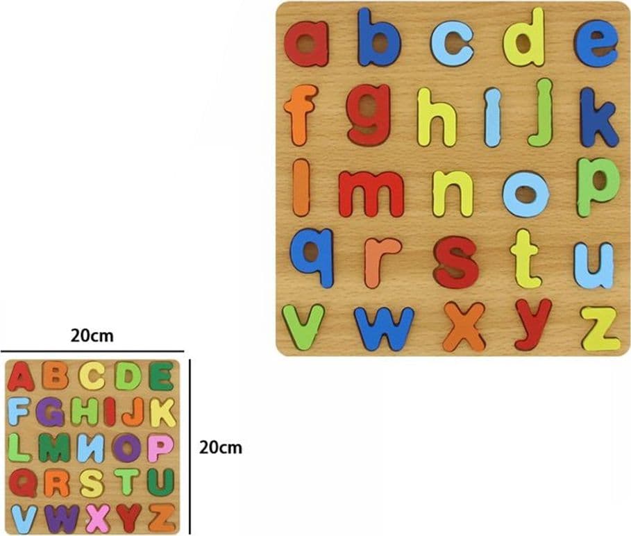 PUZZLE IN LEGNO COLORATI CON LETTERE ALFABETO GIOCATTOLO TAVOLETTA QUADRATA 2 MODELLI 31571 - 2
