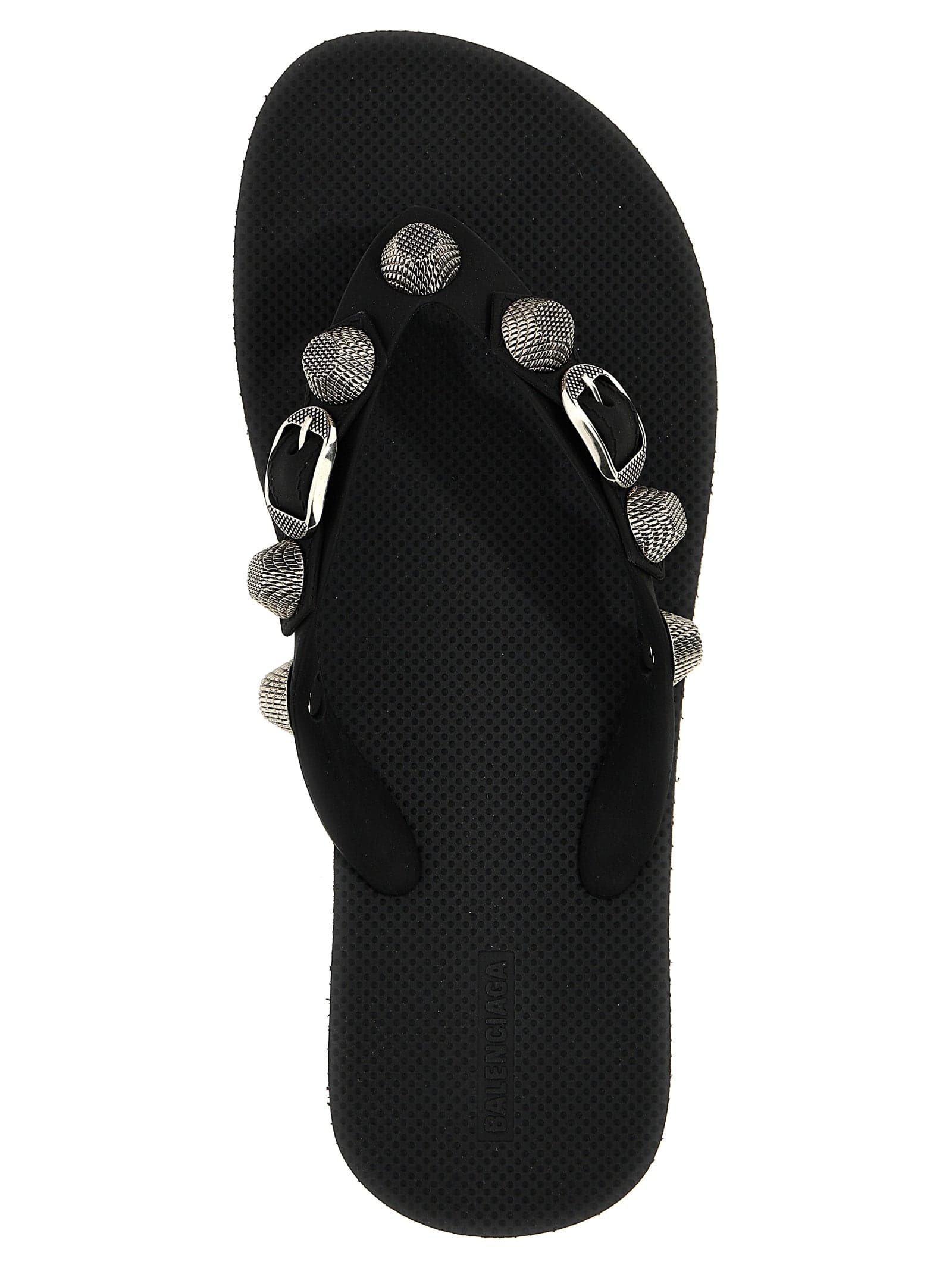 Balenciaga Black Rubber Slides - 4