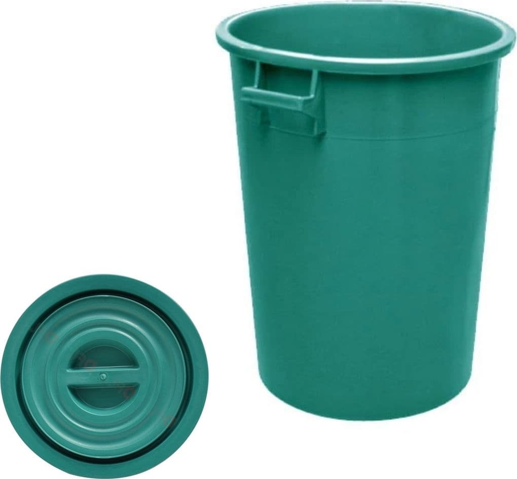 Bidone  verde uso agricolo e per rifiuti + coperchio  Lt 50 - Ø 41 x h 49 cm - - 4