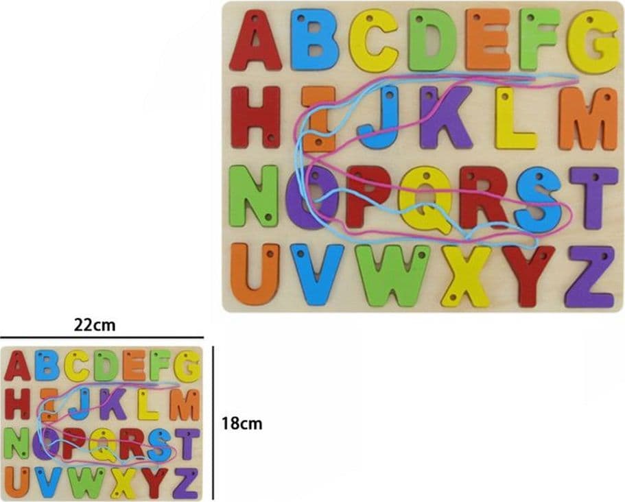 GIOCATTOLO EDUCATIVO IN LEGNO CON LETTERE MAIUSCOLE COLORATE DA INFILARE PER BAMBINI 74465 - 2