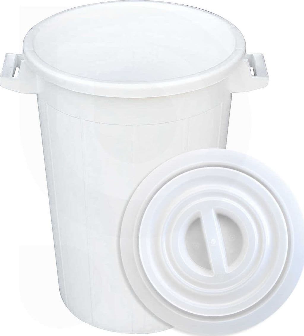 Bidone bianco uso agricolo rifiuti + coperchio - lt.75 ø cm.45 altezza cm.63,5 - 2
