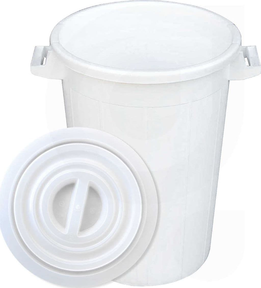 Bidone bianco uso agricolo rifiuti + coperchio - lt.75 ø cm.45 altezza cm.63,5 - 4