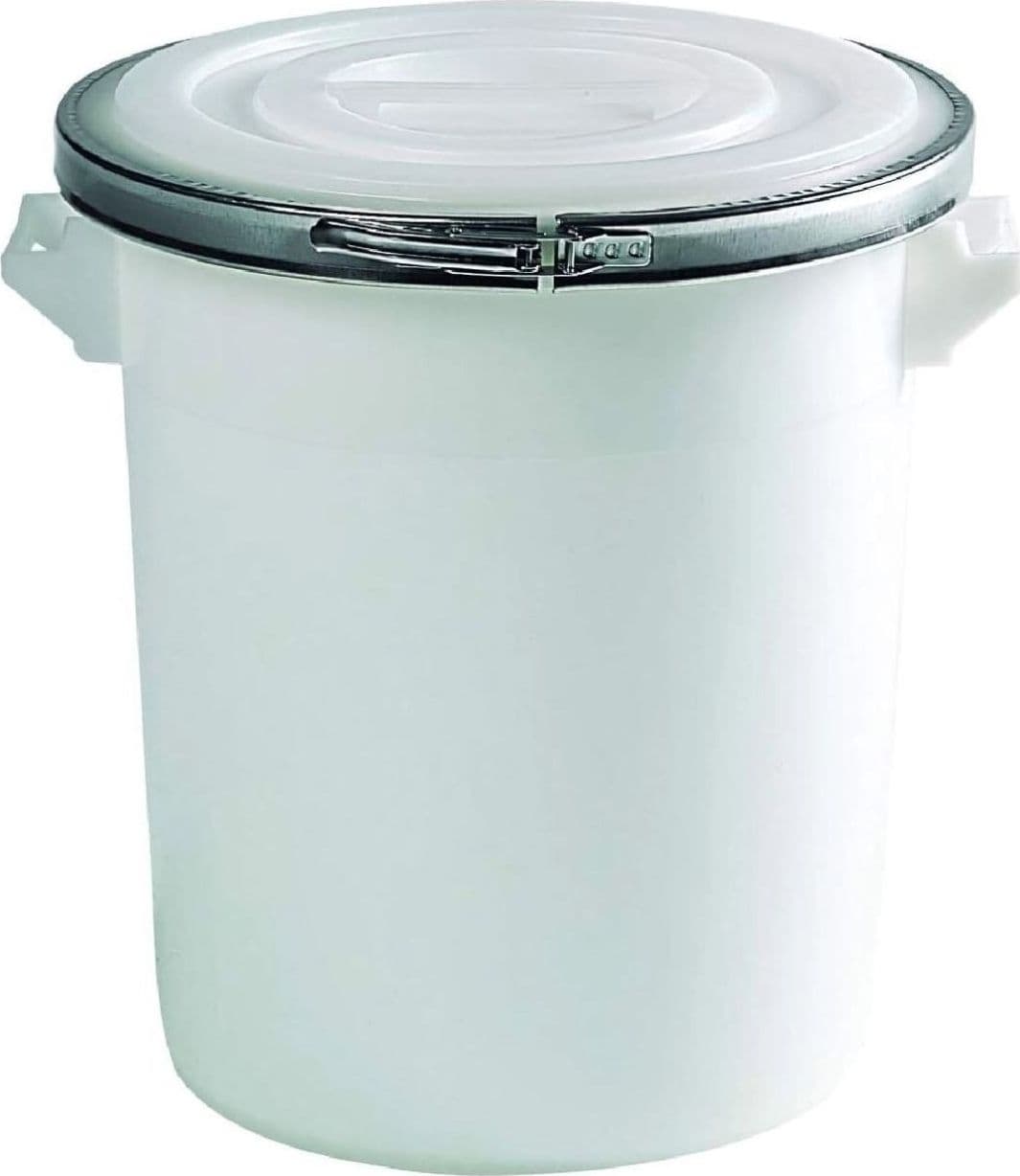 Bidone industriale per alimenti Lt.100  Ø cm.53 coperchio con chiusura metallica - 2