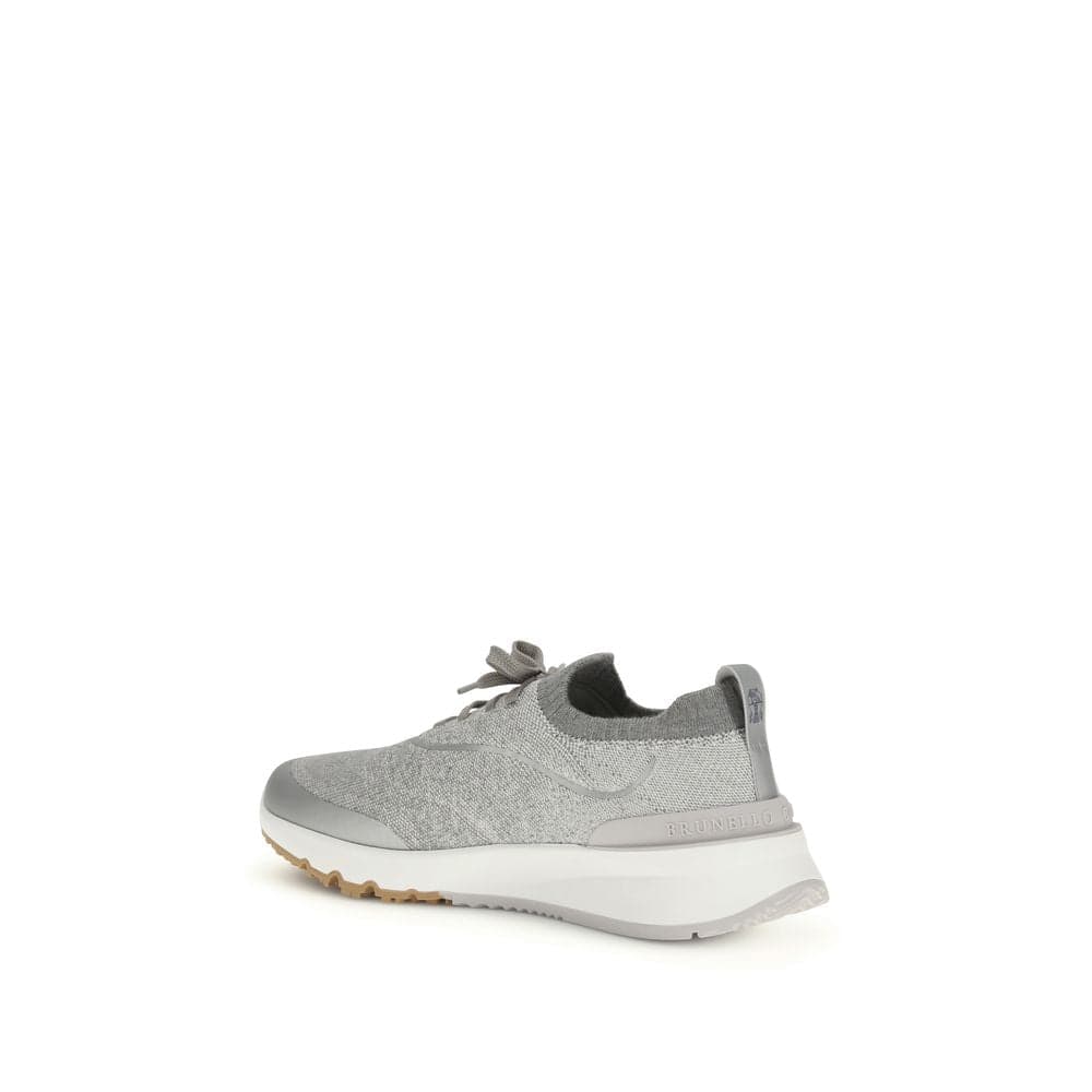 Brunello Cucinelli Gray Cotton Athletic Sneakers - 3