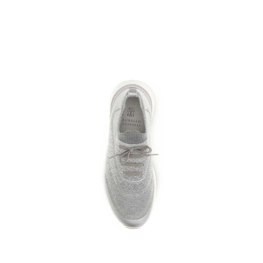 Brunello Cucinelli Gray Cotton Athletic Sneakers - 4