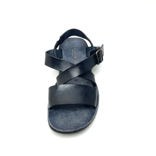 BRADOR Brador Sandali Uomo in Pelle Nera Tinto Capo con Fibbia e Plantare Anatomico - 2
