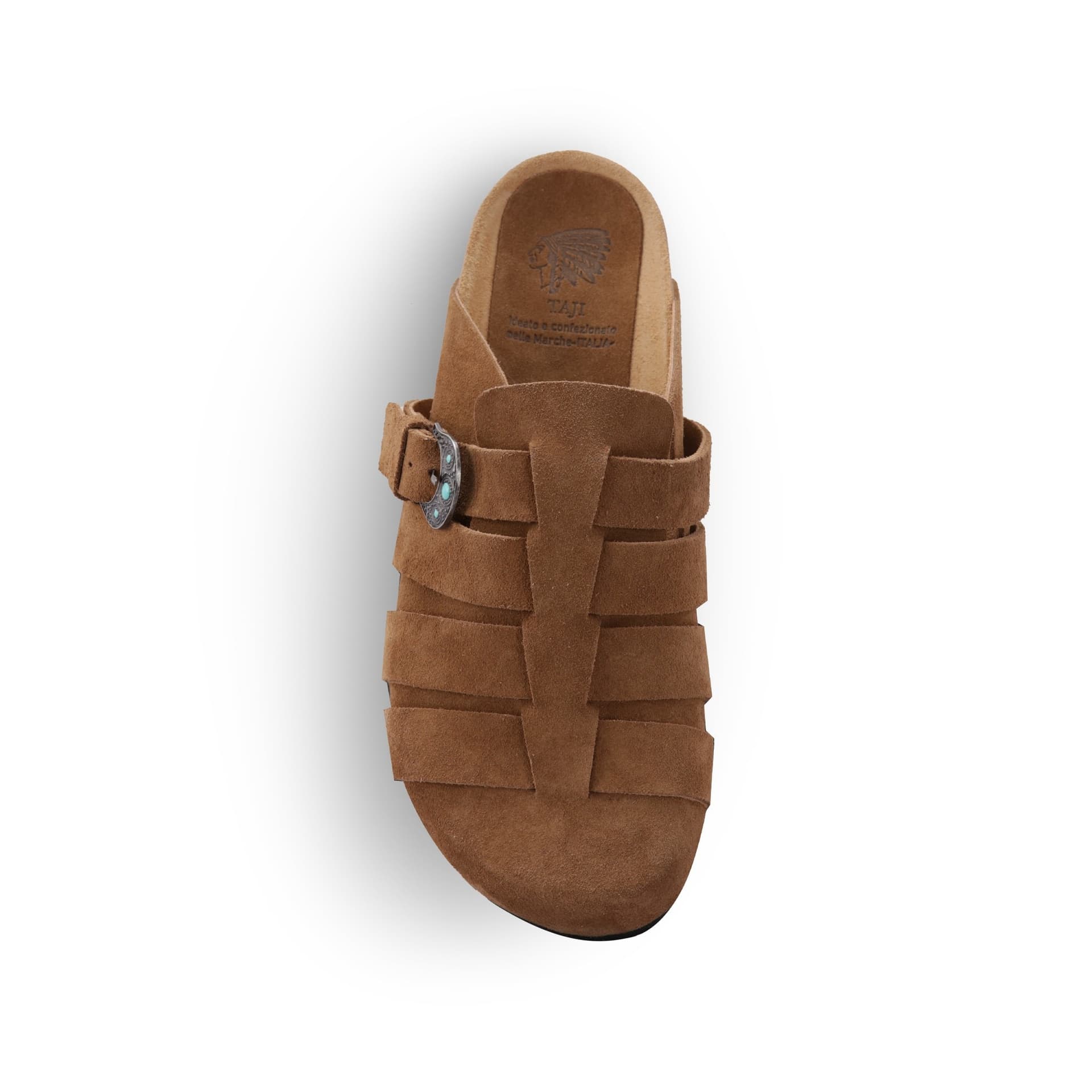 TAJI Taji Sandali Sabot Uomo in Suede Roble a Quattro Fasce con Fibbia - 2