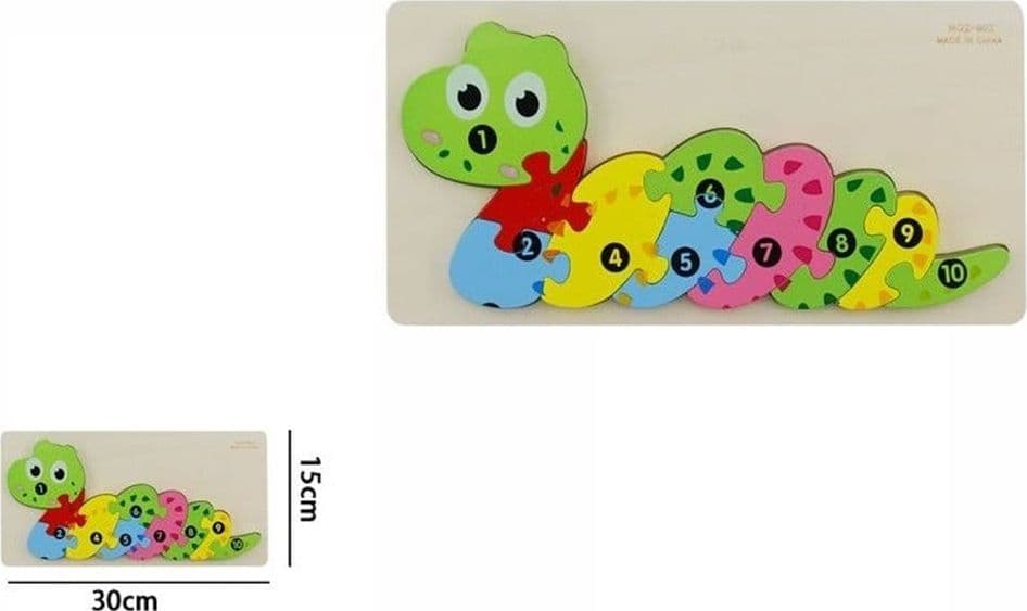 PUZZLE IN LEGNO FORMA SERPENTE GIOCO EDUCATIVO NUMERI COLORATO BAMBINI IMPARARE 66955 - 2