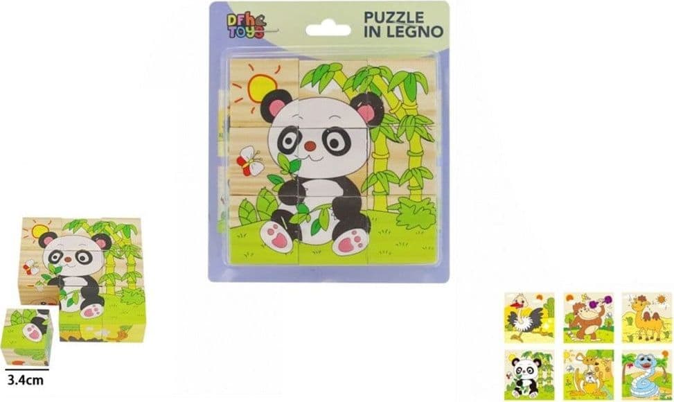 PUZZLE ROMPICAPO CUBI IN LEGNO PER BAMBINI DESIGN ANIMALI GIOCATTOLI EDUCATIVI 31582 - 2