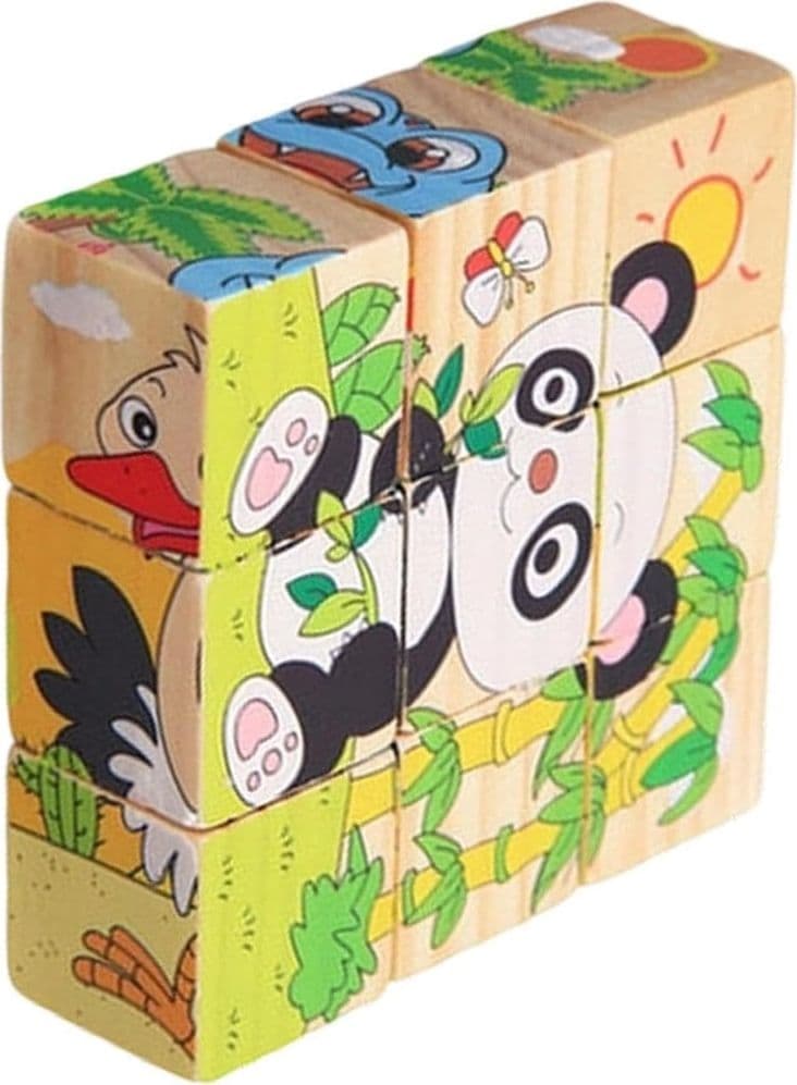 PUZZLE ROMPICAPO CUBI IN LEGNO PER BAMBINI DESIGN ANIMALI GIOCATTOLI EDUCATIVI 31582 - 4