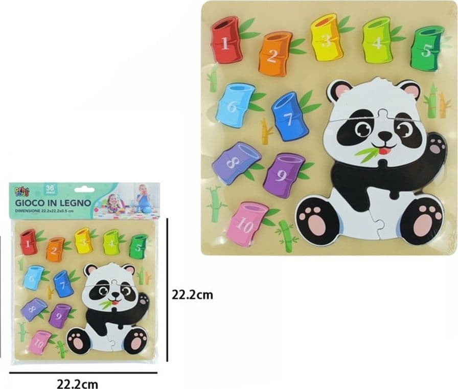 GIOCO DI CONTEGGIO ABBINAMENTO NUMERI PUZZLE IN LEGNO TEMA PANDA PER BAMBINI 32372 - 2