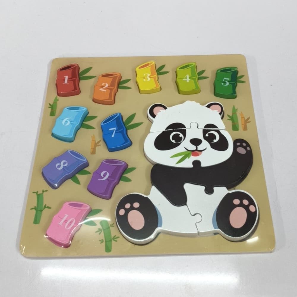 GIOCO DI CONTEGGIO ABBINAMENTO NUMERI PUZZLE IN LEGNO TEMA PANDA PER BAMBINI 32372 - 3