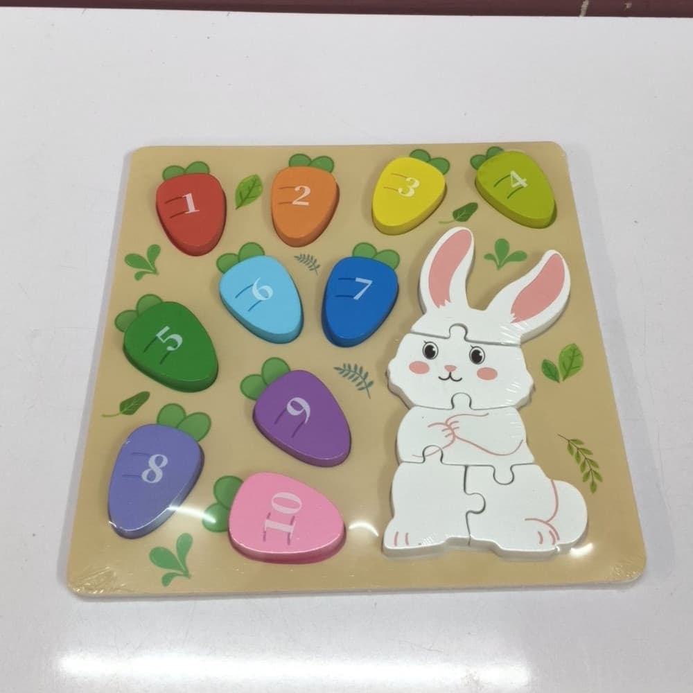GIOCO DI CONTEGGIO ABBINAMENTO NUMERI PUZZLE IN LEGNO TEMA CONIGLIO PER BAMBINI 32370 - 3