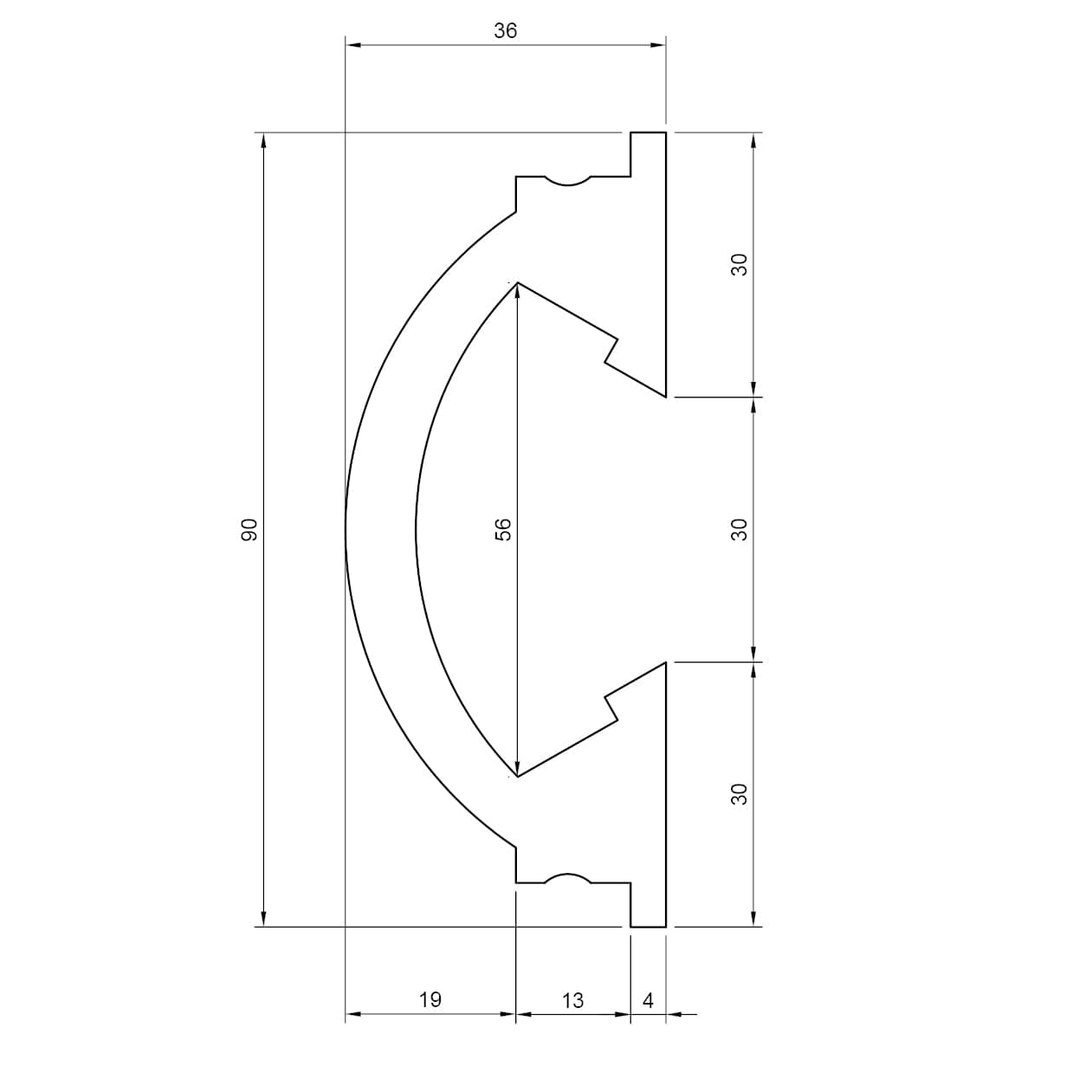 Profilo LED a Gola da Incasso per Cartongesso in Polimero 36x90x2700 mm – JX188 – Venduto al Metro Lineare - 9