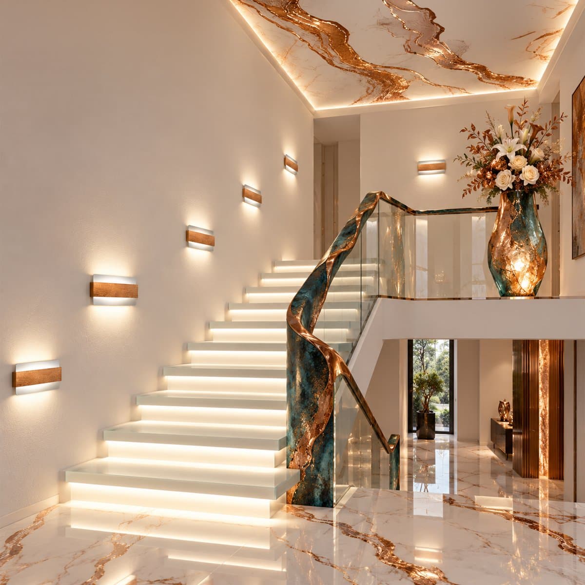 Applique Promoluce DOUP A26 RF LED CCT 805LM metallo decorato foglia rame biemissione - 3