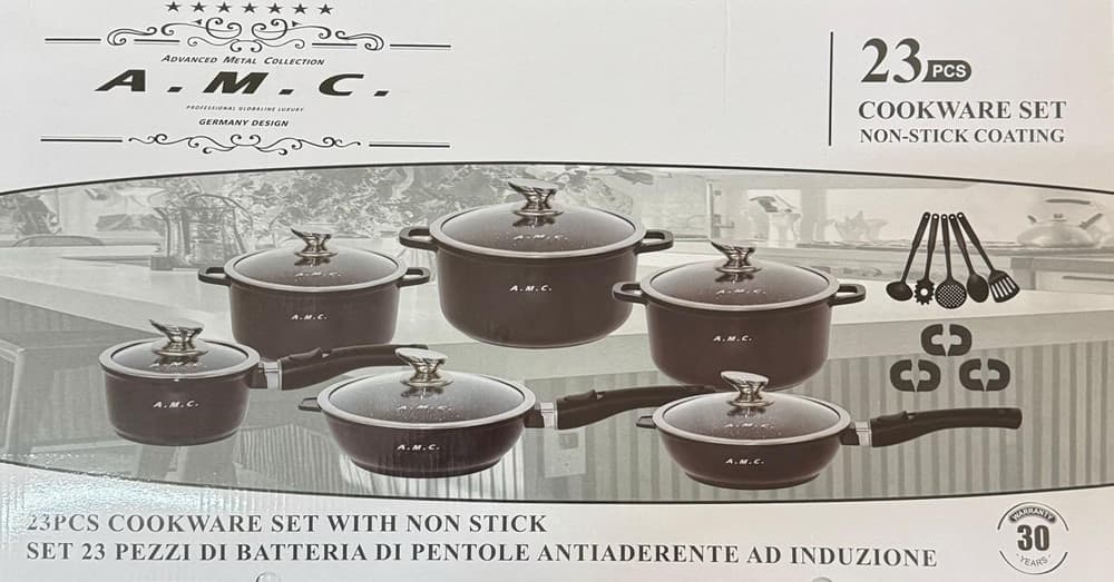 SET BATTERIA DI PENTOLE DA 23PZ CON UTENSILI DA CUCINA RIVESTIMENTO ANTIADERENTE INDUZIONE - 2