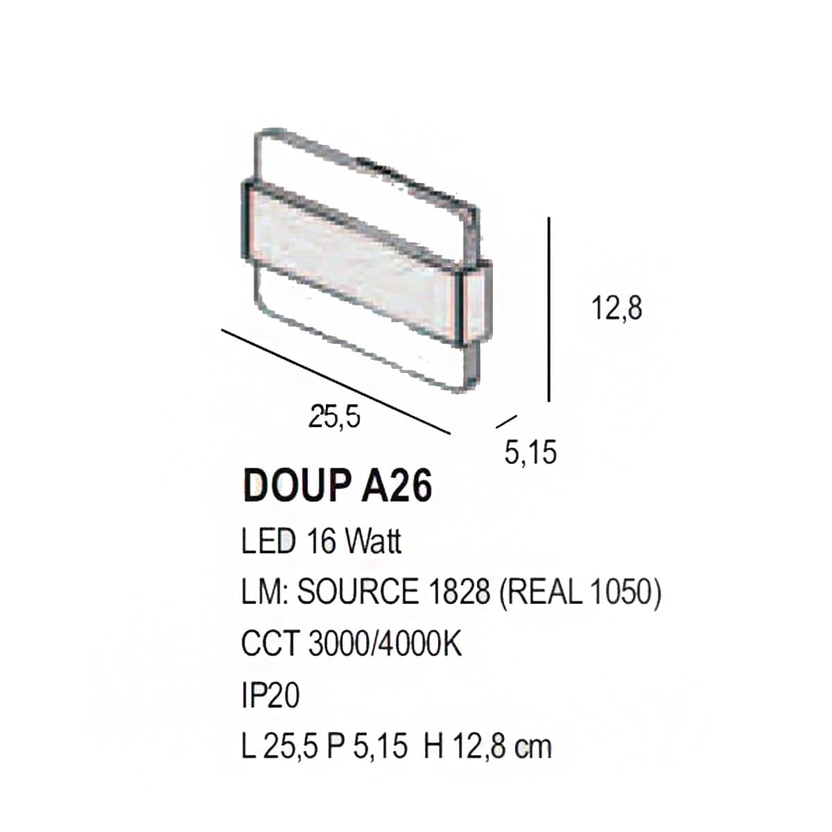 Applique classico Promoluce DOUP A26 RU LED CCT 805LM metallo ruggine e metacrilato - 4