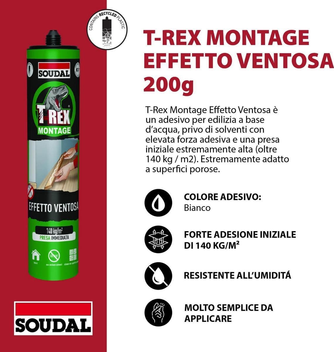 Soudal T-Rex Montage Effetto Ventosa colla 380 g - 2