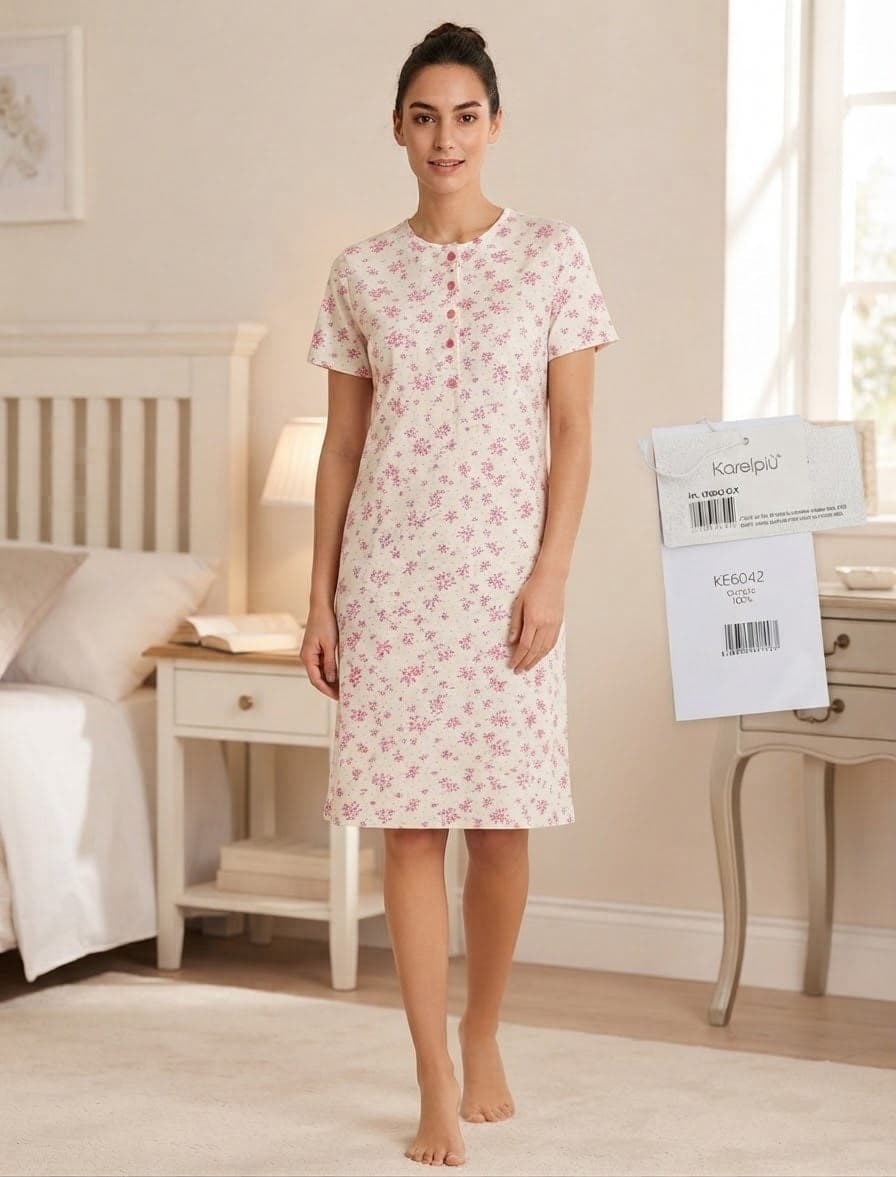 Camicia da Notte Donna Karel Più in 100% Cotone – Taglie Calibrate - 18