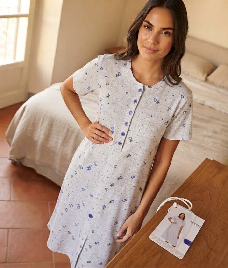 Camicia da Notte Donna Karel Più in 100% Cotone – Taglie Calibrate - 12