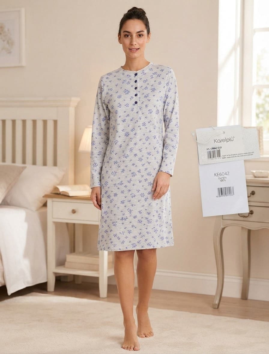 Camicia da Notte Donna Karel Più in 100% Cotone – Taglie Calibrate - 6