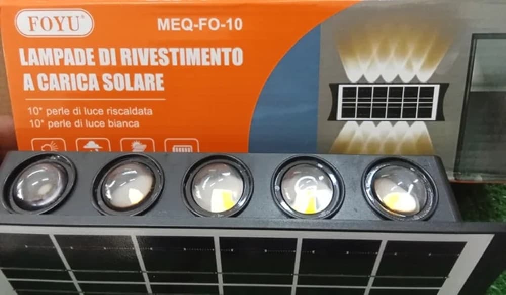 APPLIQUE PARETE LAMPADA DA ESTERNO RICARICA SOLARE BIDIREZIONALE IMPERMEABILE MEQ-FO-10 - 3