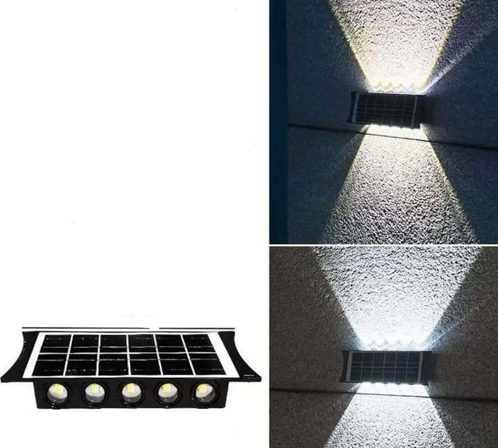 APPLIQUE PARETE LAMPADA DA ESTERNO RICARICA SOLARE BIDIREZIONALE IMPERMEABILE MEQ-FO-10 - 4