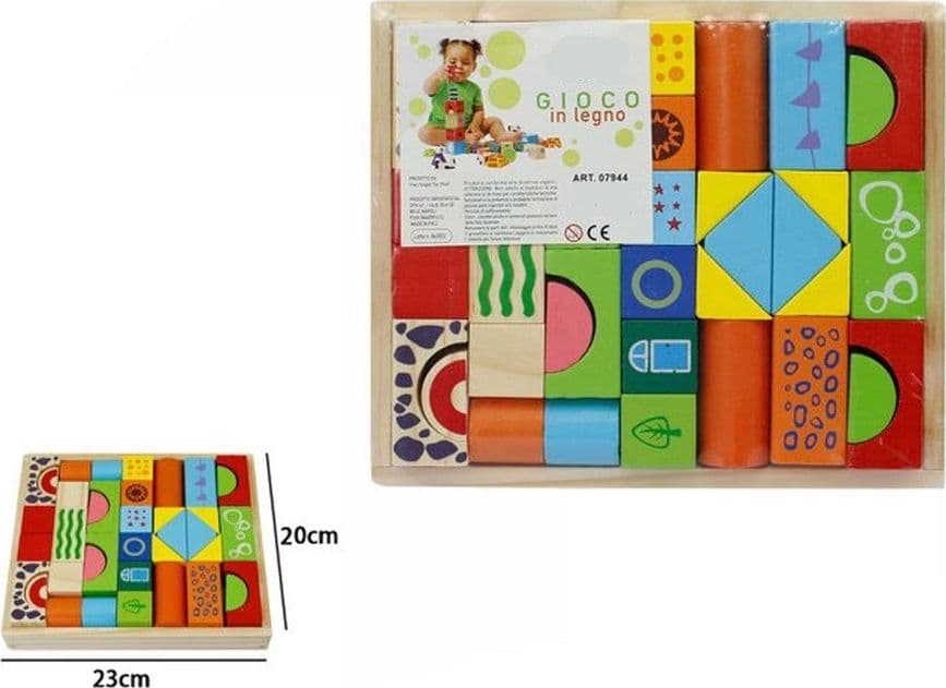 SET COSTRUZIONI IN LEGNO COLORATE STAMPATI GIOCO PUZZLE EDUCATIVO PER BAMBINI 07944 - 2