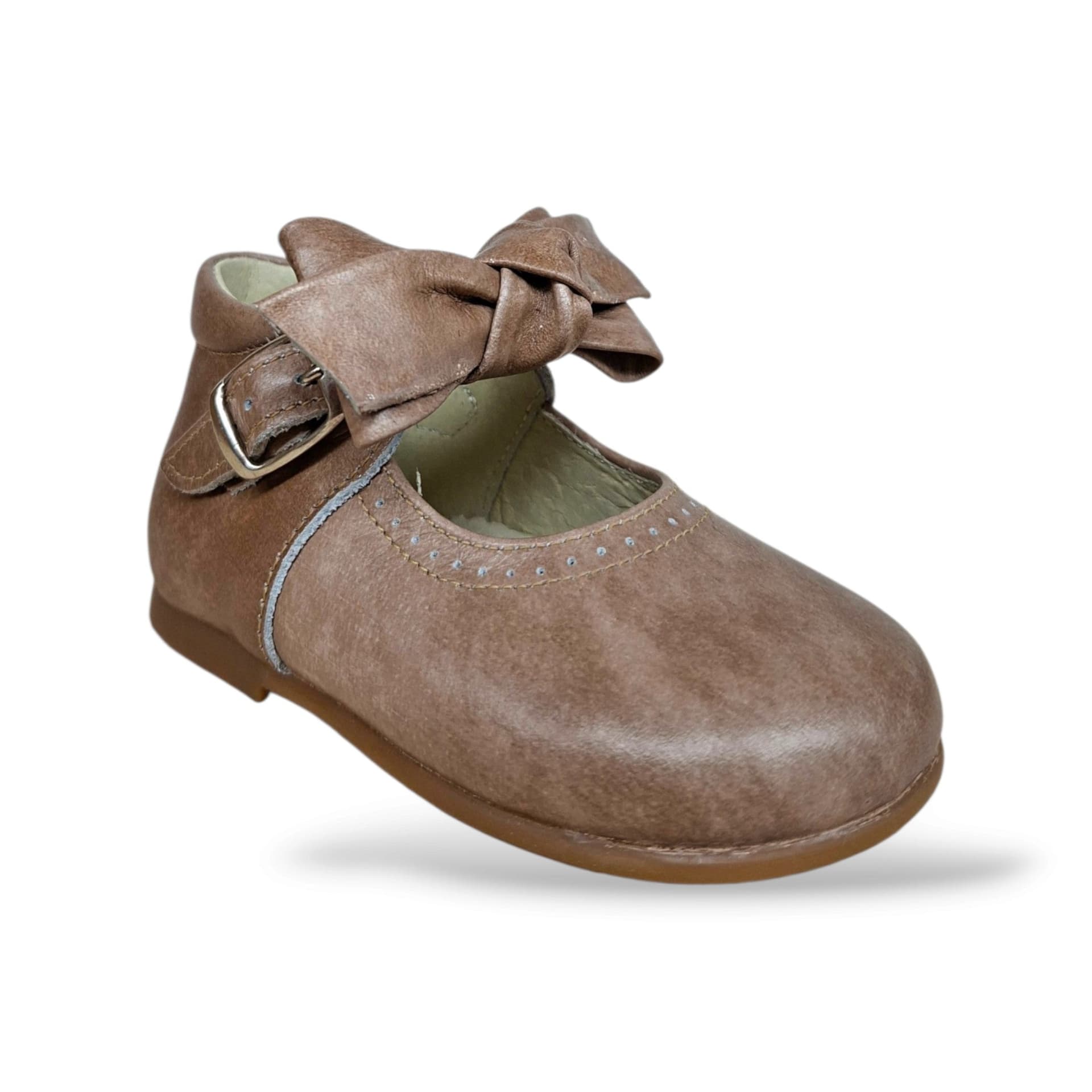 Panyno B1528 Ballerina Bambolina Primi Passi Bambina Beige | Pelle Morbida Fiocco Estraibile Fibbia Elegante Delicata Versatile | Taglie 19-23 | Scarpetteria Gica - 2