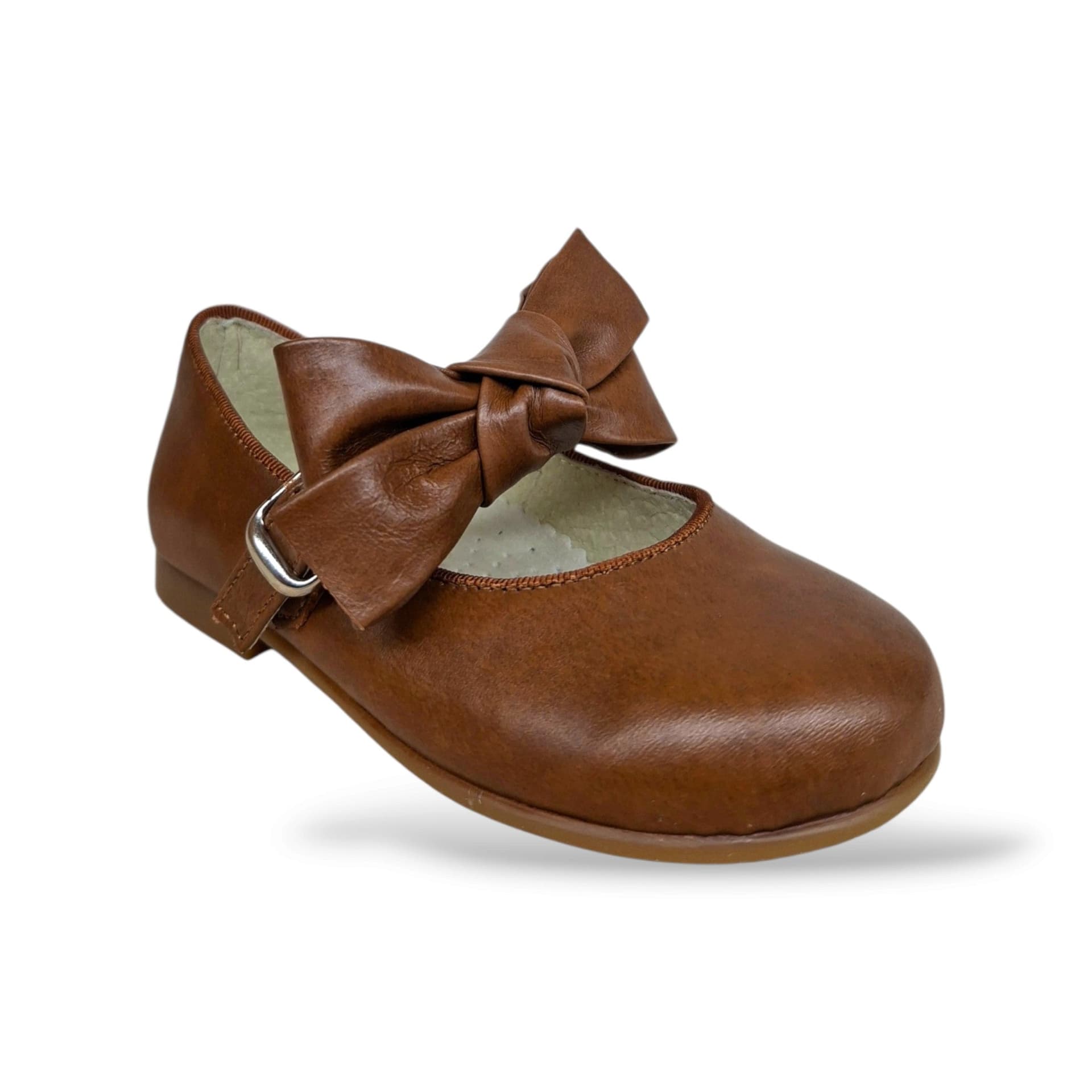 Panyno B2601 Ballerina Bambolina Bambina Tabacco | Pelle Naturale Morbida Fiocco Estraibile Fibbia Earth-Tone Autunnale Sofisticata Scuola | Taglie 24-29 | Scarpetteria Gica - 2