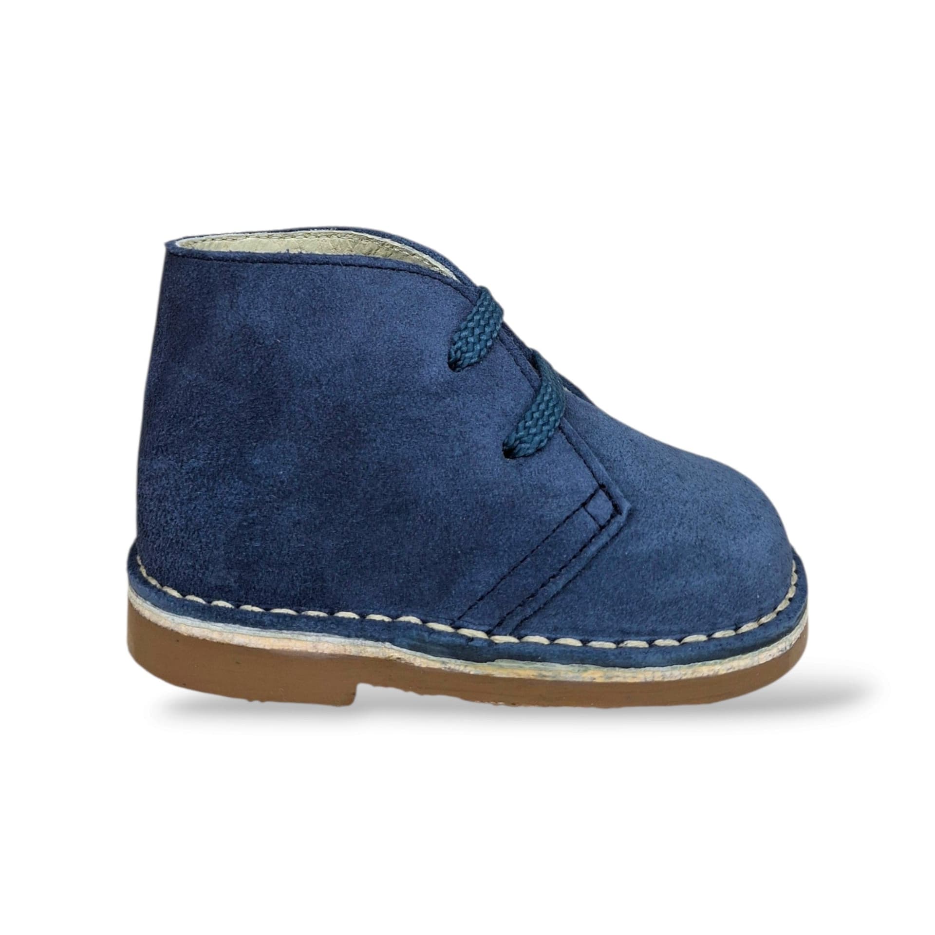 Panyno B2920 Polacchino Bambini Blue Suede | Scarpe Unisex Bambino Bambina Stile Clarks Lacci Morbido Vivace Originale Scuola Passeggio Cerimonia | Taglie 19-27 | Scarpetteria Gica Trani