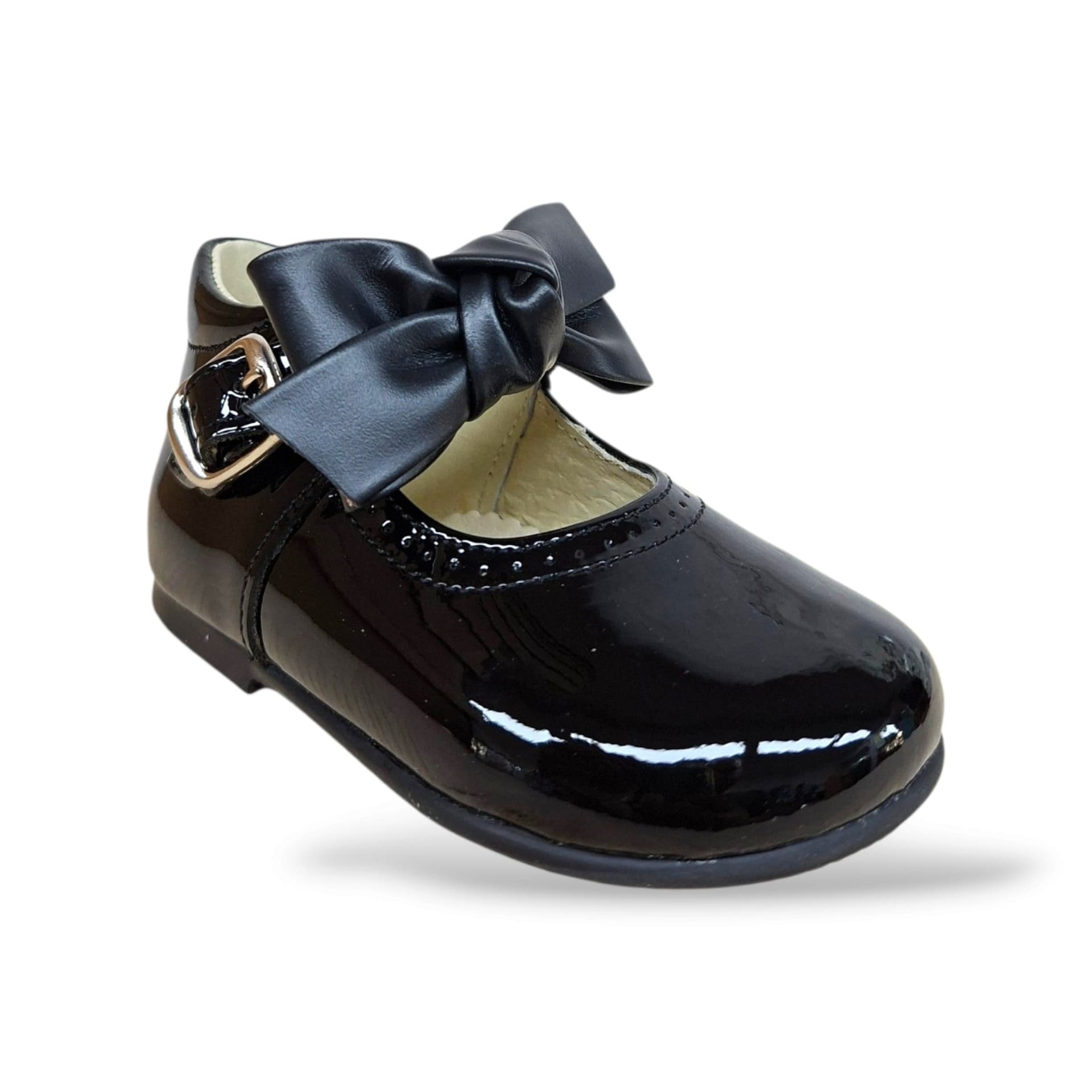 Panyno B1528 Ballerina Bambolina Primi Passi Bambina Nero | Vernice Lucida Fiocco Estraibile Fibbia Classica Elegante Cerimonia | Taglie 19-23 | Scarpetteria Gica - 2