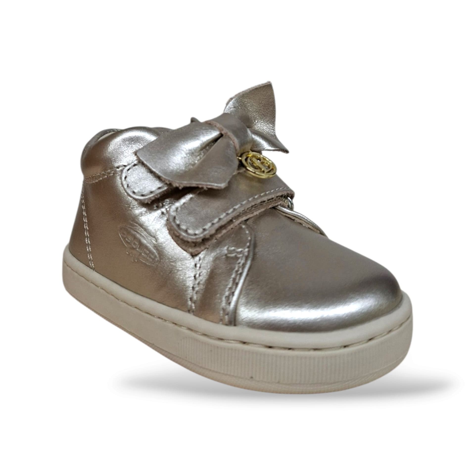 Balducci Cita 7450 Primi Passi Bambina Platino | Vera Pelle Luminosa Velcro Fiocco Estraibile Linea Soft Made in Italy Preziosa Glamour Battesimo Cerimonia | Taglie 19-24 | Scarpetteria Gica - 2