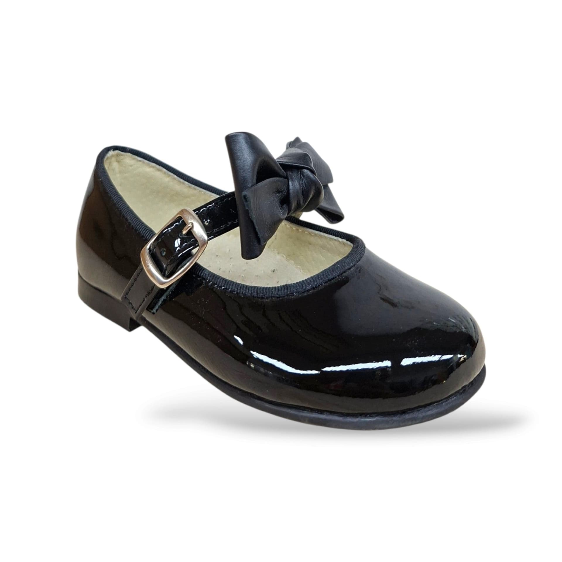 Panyno B2601 Ballerina Bambolina Bambina Nero | Vernice Lucida Fiocco Estraibile Fibbia Elegante Classica Cerimonia | Taglie 24-29 | Scarpetteria Gica - 2