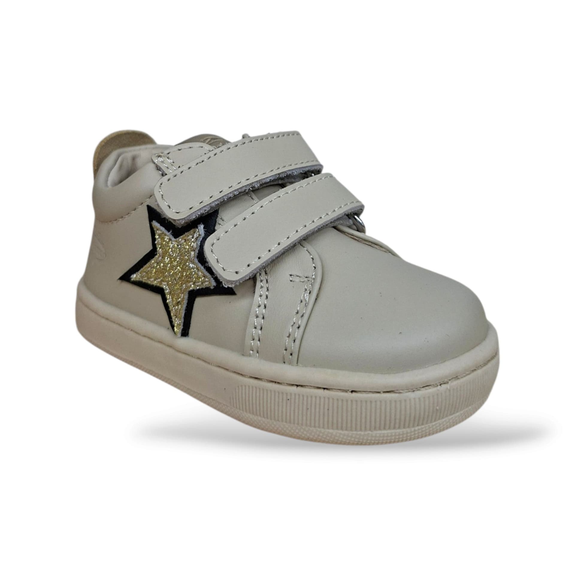 Balducci Cita 6642 Primi Passi Bambina Beige Platino Nero | Vera Pelle Tricolore Chic Velcro Linea Soft Made in Italy Elegante Sofisticata Artigianale | Taglie 18-24 | Scarpetteria Gica - 2