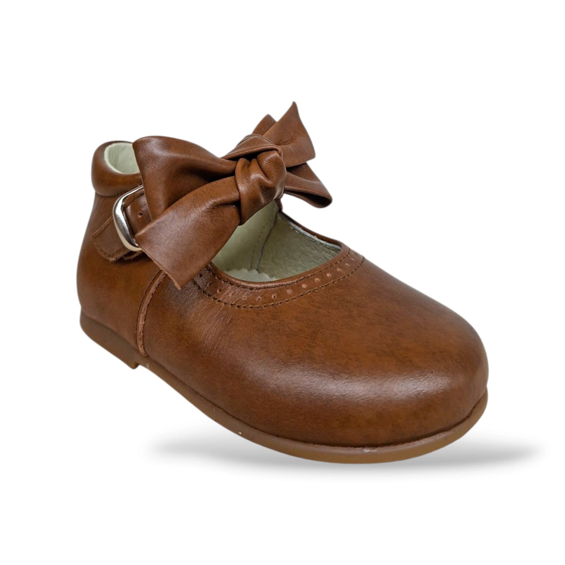 Panyno B1528 Ballerina Bambolina Primi Passi Bambina Tabacco | Pelle Morbida Fiocco Estraibile Fibbia Earth-Tone Autunnale Premium | Taglie 19-23 | Scarpetteria Gica - 2