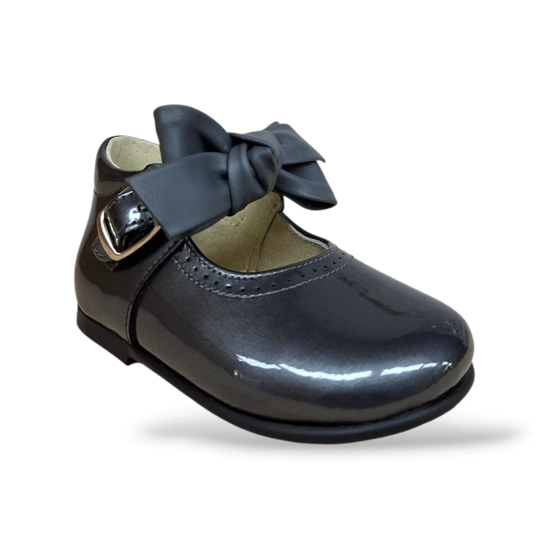 Panyno B1528 Ballerina Bambolina Primi Passi Bambina Grigio | Vernice Lucida Fiocco Estraibile Fibbia Minimal Contemporanea Sofisticata | Taglie 19-23 | Scarpetteria Gica - 2