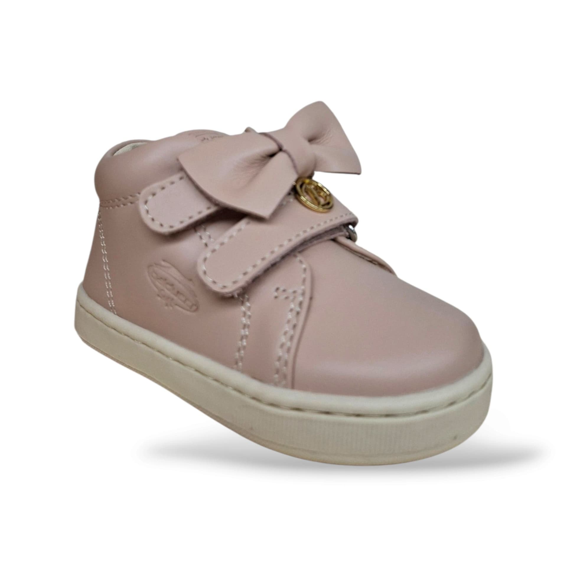 Balducci Cita 7450 Primi Passi Bambina Cipria | Vera Pelle Morbida Velcro Fiocco Linea Soft Made in Italy Artigianale Comfort Naturale Crescita Sana | Taglie 19-24 | Scarpetteria Gica - 2