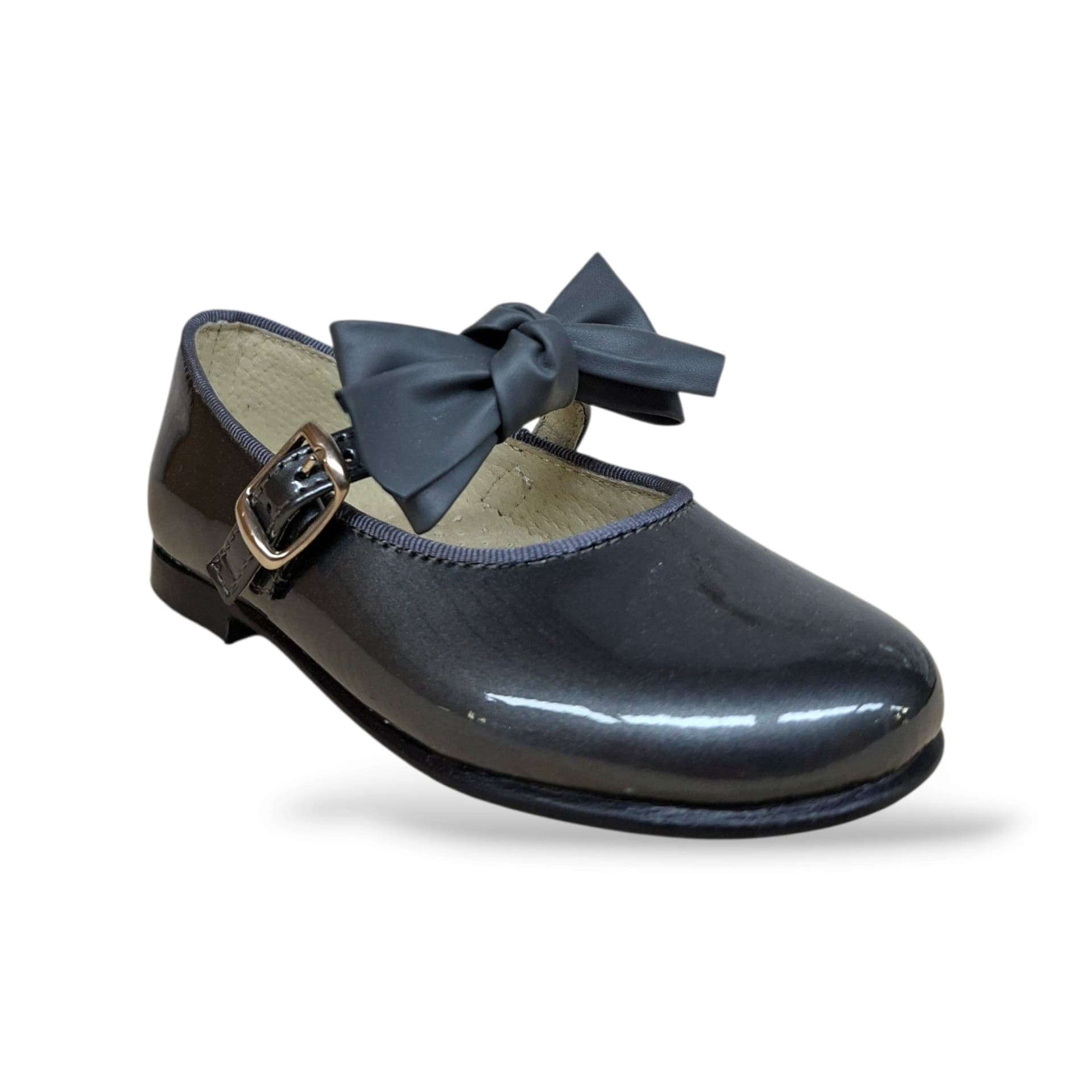 Panyno B2601 Ballerina Bambolina Bambina Grigio | Vernice Lucida Fiocco Estraibile Fibbia Minimal Sofisticata Moderna | Taglie 24-29 | Scarpetteria Gica - 2