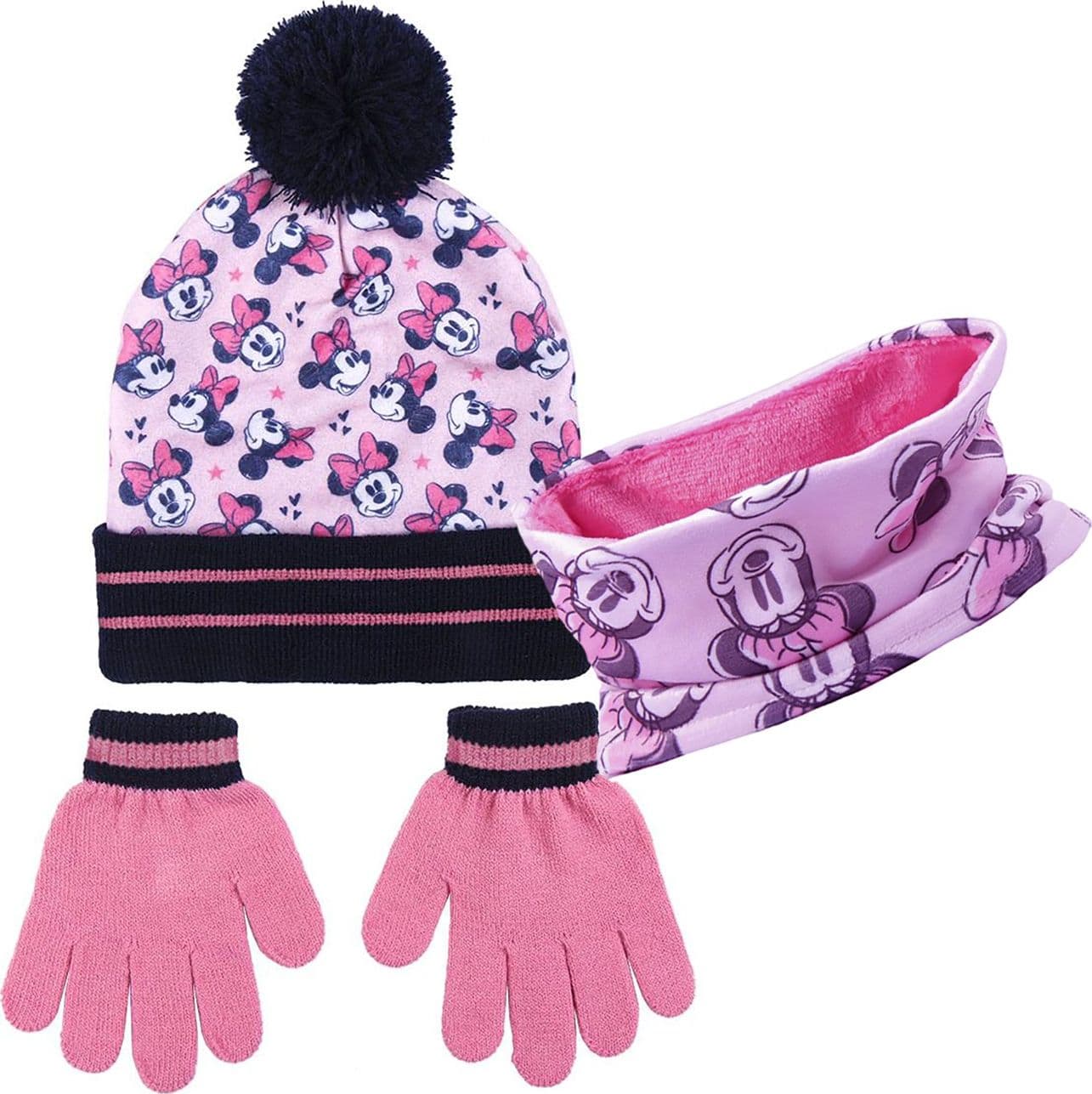 Cappello scaldacollo e guanti Minnie veste dai 3 agli 7 anni