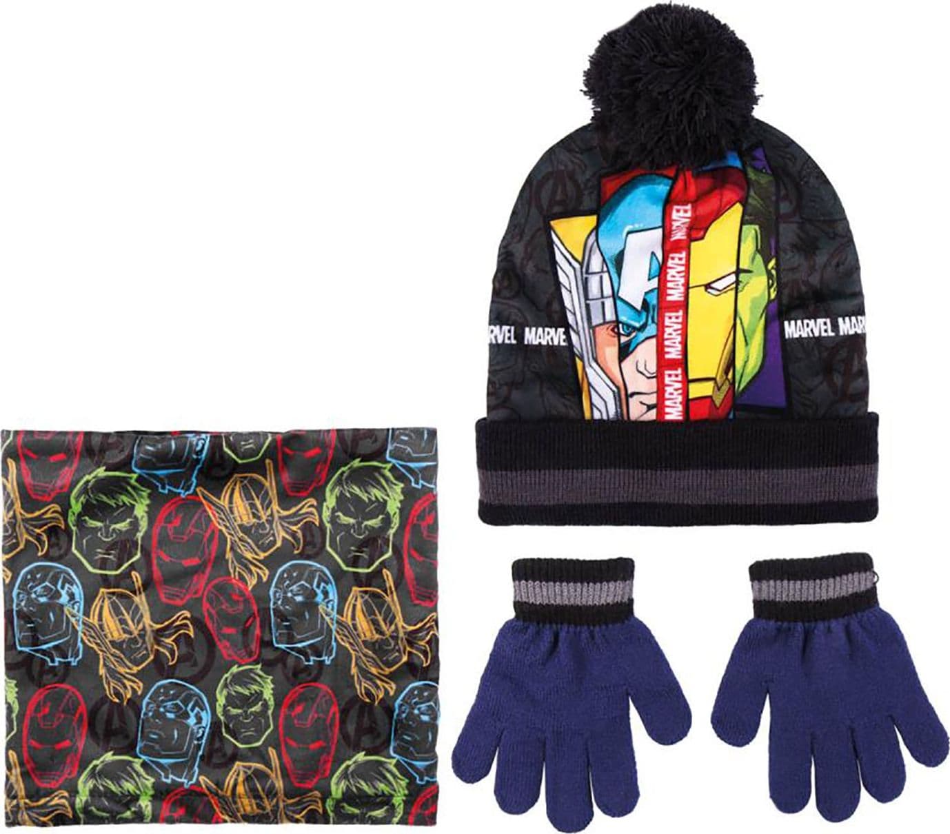 Cappello scaldacollo guantini Avengers veste da 3 a 7 anni Inverno