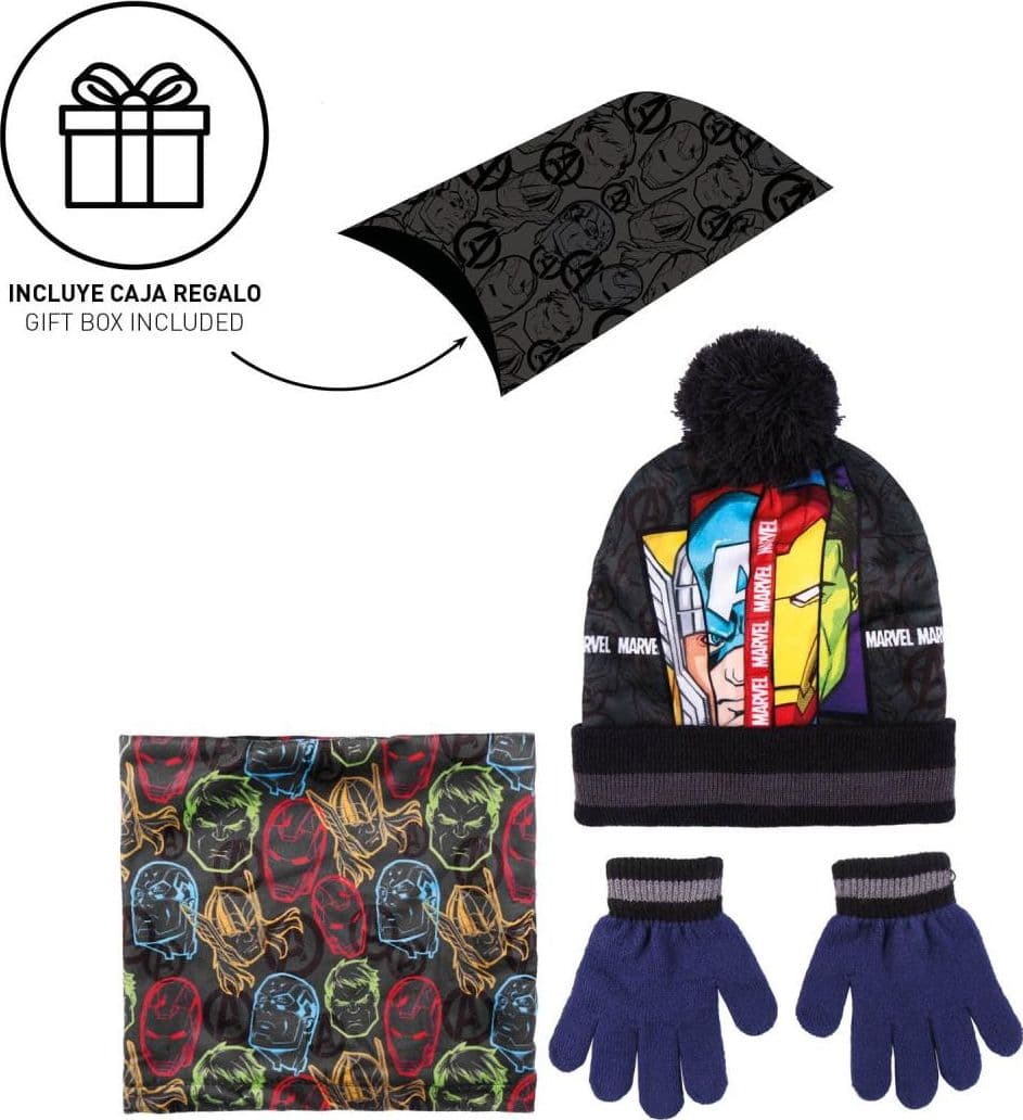 Cappello scaldacollo guantini Avengers veste da 3 a 7 anni Inverno - 2