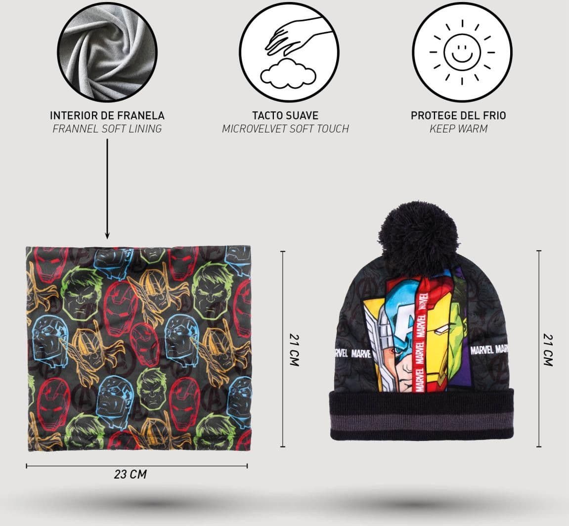 Cappello scaldacollo guantini Avengers veste da 3 a 7 anni Inverno - 6
