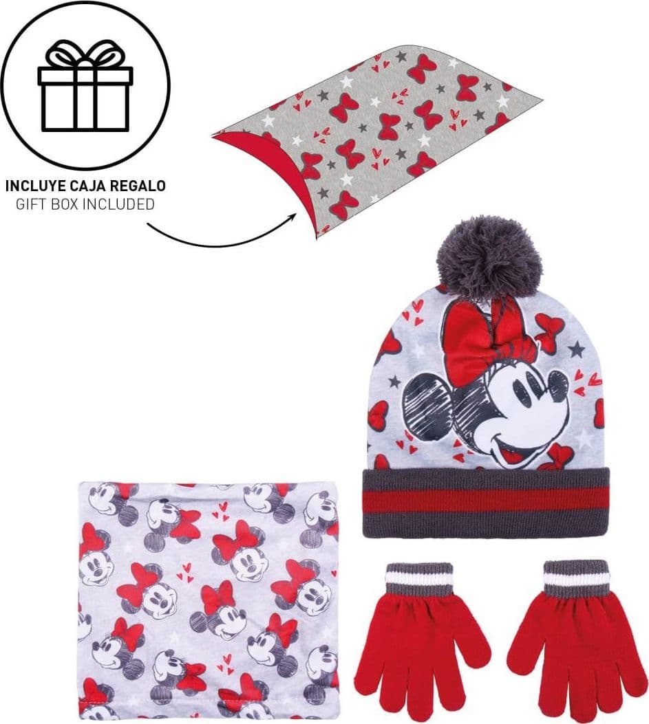 Cappello scaldacollo e guanti Minnie veste dai 3 agli 7 anni con scatola regalo - 2