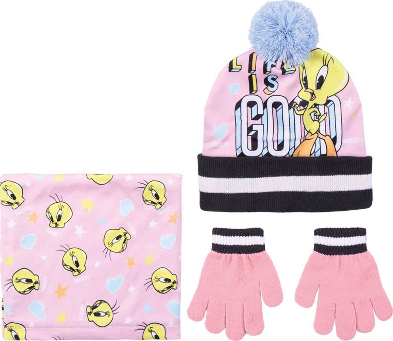 Cappello Titti con scaldacollo e guantini misura unica veste dai 3 ai 6 anni