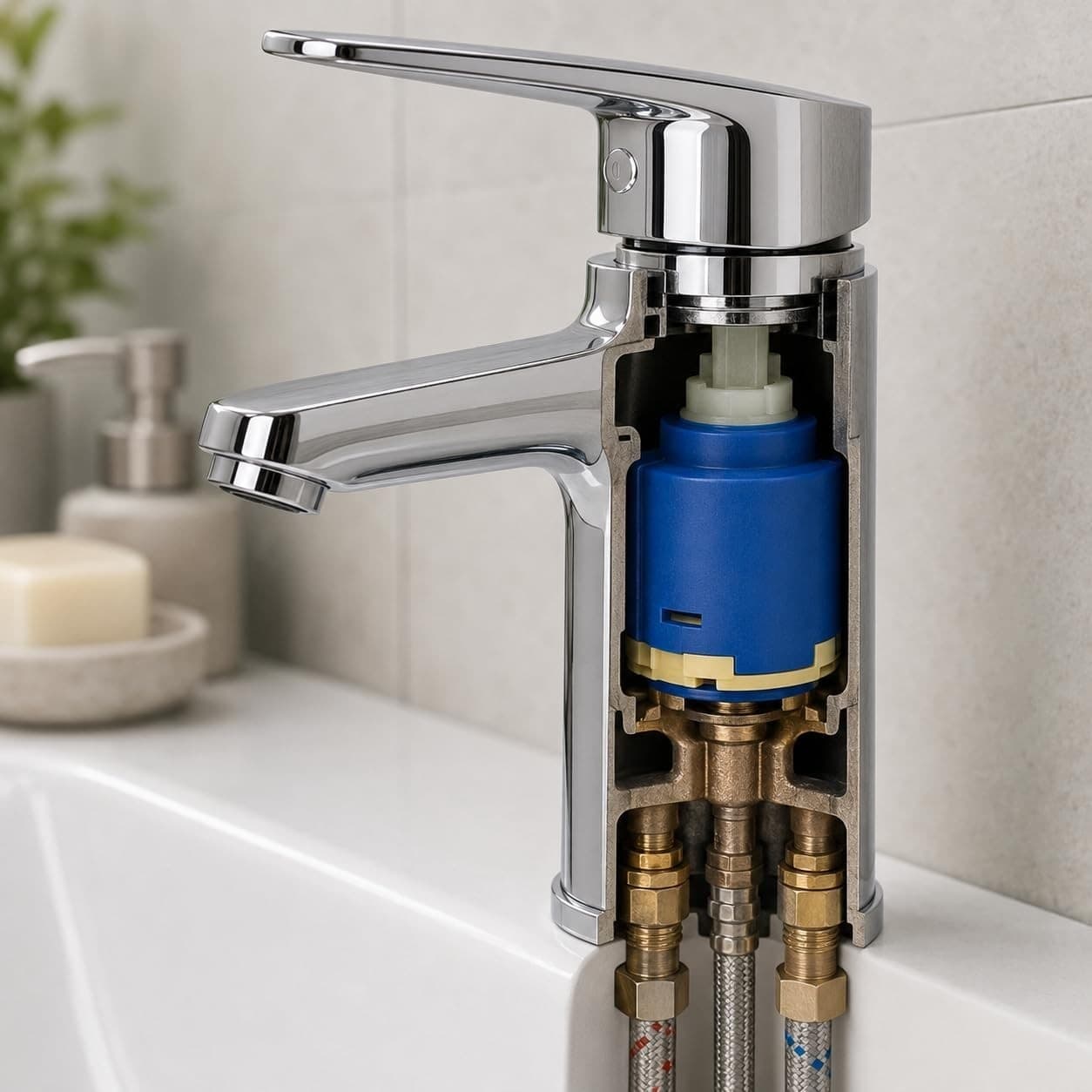 Cartuccia di ricambio da 40mm per miscelatore monocomando acqua calda e fredda - 5