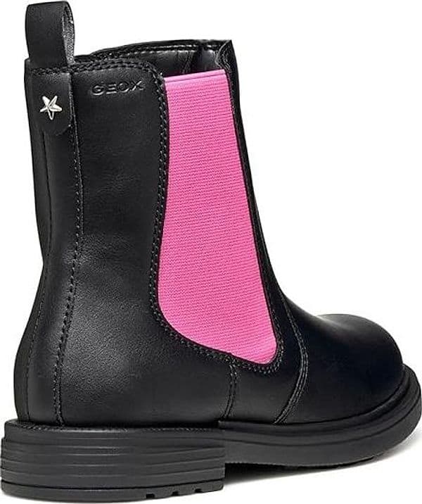 Stivaletti bambina Geox neri con elastico rosa e zip laterale dal 26 al 38 - 2