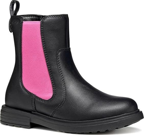 Stivaletti bambina Geox neri con elastico rosa e zip laterale dal 26 al 38 - 4