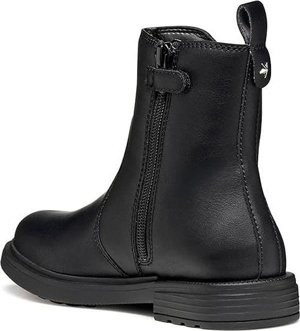 Stivaletti bambina Geox neri con elastico rosa e zip laterale dal 26 al 38 - 5