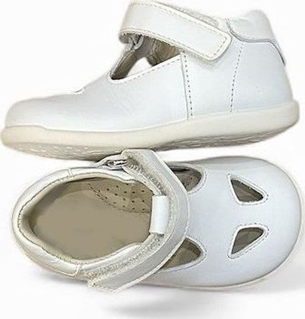 Scarpe bimbo bimba bianche occhietti occhio di bue battesimo cerimonia Rossano Made in Italy - 4